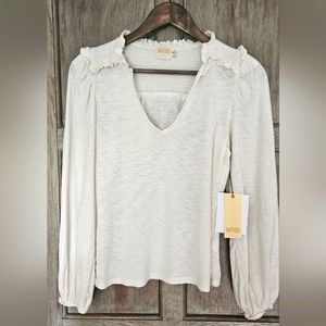 NWT Nation LTD Dolly Smocked Shoulder Tee S